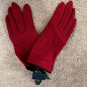Lauren Ralph Lauren Vibrant Red Wool Gloves XL NWT